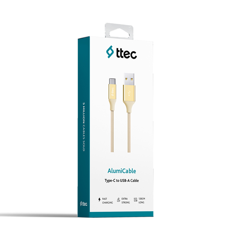 Android Kabloları (Type C) Ttec 2Dk18A Alumicable Typec Şarj Kablosu,Altın 