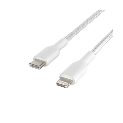 Belkin 2M BC Örgülü Lightning USB-C Beyaz