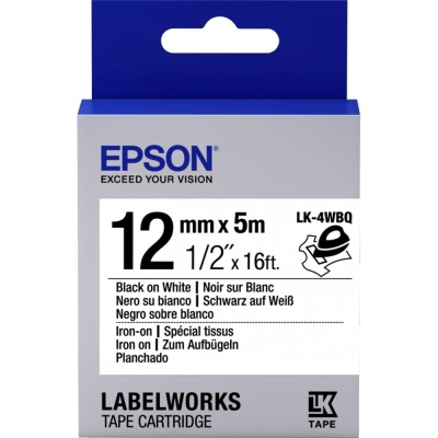 Epson LK-4WBQ Iron BEYAZ Üzeri SİYAH 12MM 9Metre Etiket