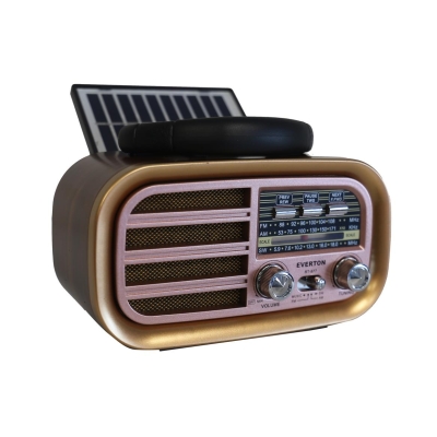 Everton Rt-877 Güneş Enerji Panelli Bluetooth Fm-Usb-Tf-Aux Şarjlı Nostaljik Radyo