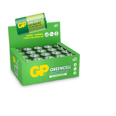 GP Greencel R20 Kalın D Boy Çinko Pil 20'li Paket GP13-2S2