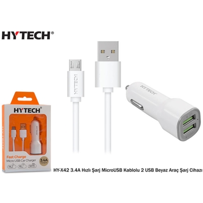 Hytech HY-X42 3.4A Hızlı Şarj MicroUSB Kablolu 2 U