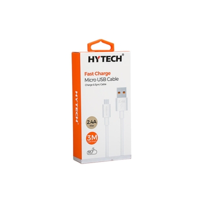 Hytech HY-X893 3m 2.4A Usb to Micro Usb Beyaz Data + Sarj Kablosu