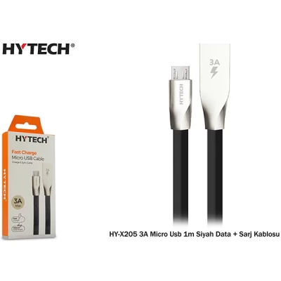  Hytech Hyx205 3A Micro Usb 1M Data + Sarj Kablosu,Siyah