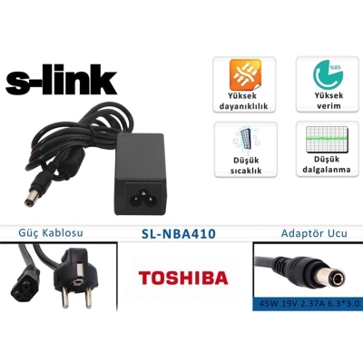 S-link sl-nba410 45W 19V 2.37A 6.3-3.0 Toshıba Notebook Adaptörü