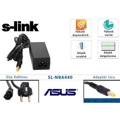 S-link SL-NBA440 40w 19v 2.15a 5.5-2.5 Asus Notebook Adaptörü