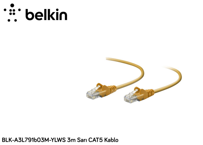 Cat 5 Kablolar Belkin Blka3L791B03Mylws 3M Cat5 Kablo,Yeşil 