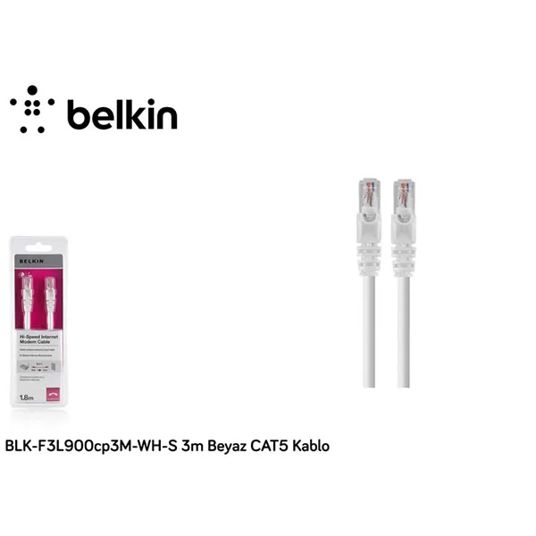 Cat 6 Kablolar Belkin Blkf3L900Cp3Mwhs 3M Cat5 Kablo,Beyaz 