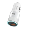 BXCCP38WT 38W USB QC 3.0 18W ve Type-C PD 20W Çift Portlu LED Işıklı Araç İçi Hızlı Şarj Cihazı Beyaz