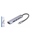 HADRON HDX7039 USB HUB COMBO 5IN1 USB type-c SD + TF CARD GRİ