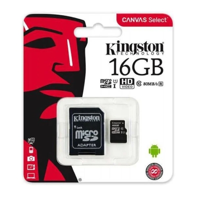 Kingston 16 Gb Canvas Select Mıcro Sd Cl10 Sdcs Hafıza Kartı
