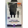 Megatech Mt-CT30 Siyah QD 3.0a Usb Ev Şarj Kafa+ Type-C Şarj Kablosu