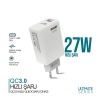 Phixi Ultimate UPD4325 27W PD Çift Çıkışlı Hızlı Şarj Adaptörü