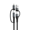 SHAZA Örgülü 4in1 PD 60W Lightning Type-C ve USB-A Şarj / Veri Kablosu