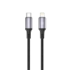 SHAZA Örgülü Type-C to Lightning 5A 30W Hızlı Şarj / Veri Kablosu 2 Metre -Siyah