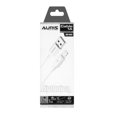 Auris ARS-CB33 2.1A iPhone Uyumlu Lightning 1 Metre USB Şarj Kablosu