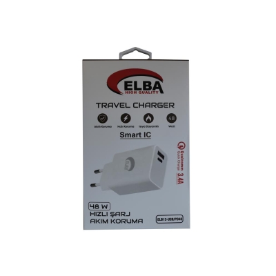 Elba ELB13 Elb-48w 3.4A USB-Pd48 (Usb+Type-C) Akıllı Koruma- Isıya Dayanklı Hızlı Şarj Ev Şarj Kafa