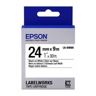 Epson LK-6WBVN Beyaz Üzeri Siyah 24MM 7Metre Etiket