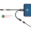 Go-Des 2'si 1 Arada Serisi Type-C - Aux ve Şarj Dönüştürücü Kablo 15 CM Hat Uzunluğu USB-C - 3,5 mm Kulaklık Ses Adaptörü ve Şarj (GD-UC033/Siyah)