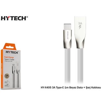 Hytech Hyx405 3A Typec 1M Data + Şarj Kablosu,Beyaz