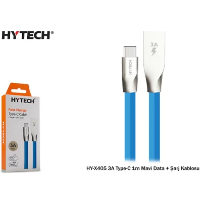 Hytech Hyx405 3A Typec 1M Data + Şarj Kablosu,Mavi
