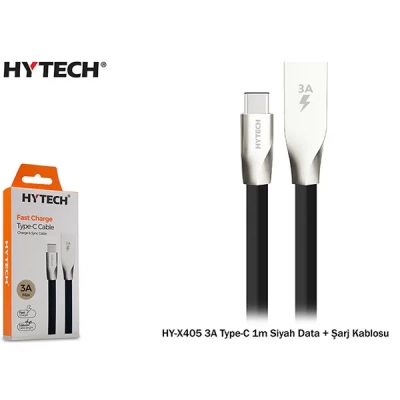 Hytech Hyx405 3A Typec 1M Data + Şarj Kablosu,Siyah