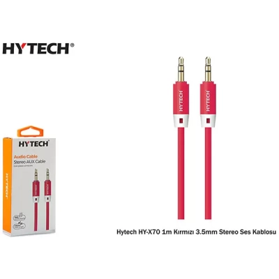 Hytech Hyx70 1M 3.5Mm Stereo Ses Kablosu,Kırmızı