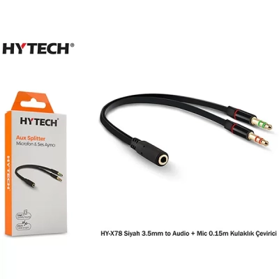Hytech Hyx78 3.5Mm To Audio + Mic 0.15M Kul Siyah