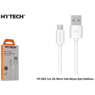 Hytech Hyx83 1M 2A Micro Usb Beyaz Şarj Kablosu