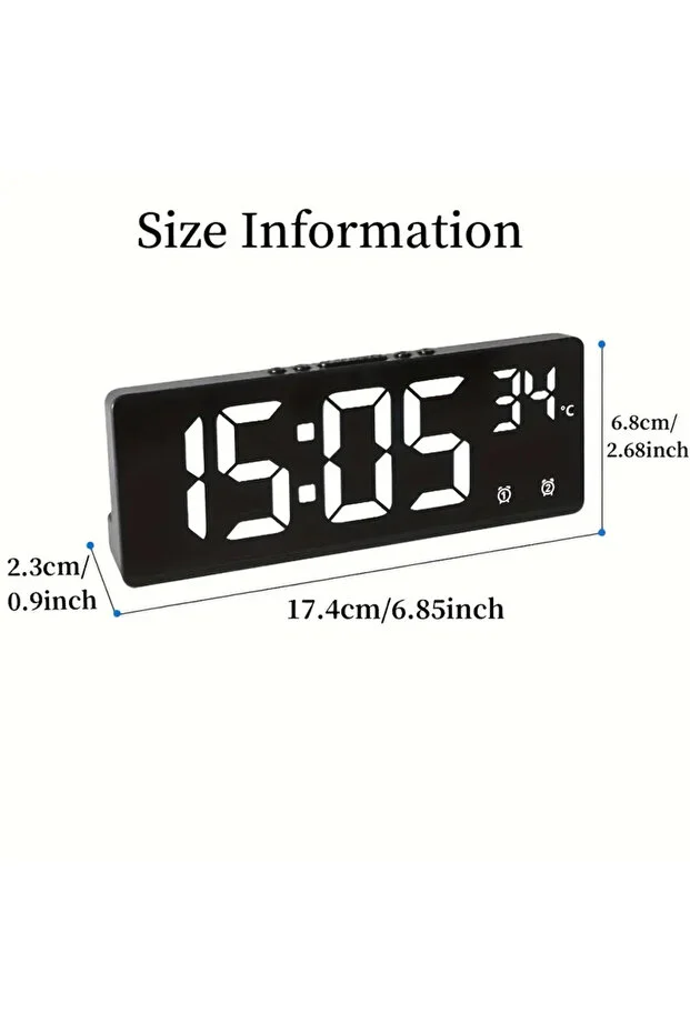 Nie Fantezi Temalı Dijital Alarm Saat, Ayna Yüzeyi, LED Ekran, Sıcaklık ve Tarih, 5 Parlaklık Seviyesi, 2 Özelleştirilebilir Alarm Ayarı, Uykuya Dalma Fonksiyonu, Ses Kontrolü - Plastik Dikdörtgen Şekil, USB Güçlü