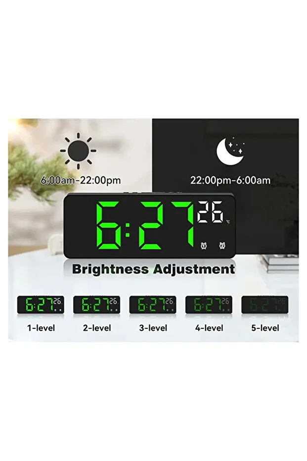 Nie Fantezi Temalı Dijital Alarm Saat, Ayna Yüzeyi, LED Ekran, Sıcaklık ve Tarih, 5 Parlaklık Seviyesi, 2 Özelleştirilebilir Alarm Ayarı, Uykuya Dalma Fonksiyonu, Ses Kontrolü - Plastik Dikdörtgen Şekil, USB Güçlü