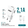 Phıxı Pch211m Micro Usb Şarj Cihazı 2.1a Adaptör Ve Micro Usb Kablo