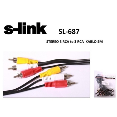 S-link sl-687 3rca To 3rca 5mt Kablo