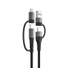 SHAZA 4in1 PD 60W Lightning Type-C ve USB-A Örgülü Şarj / Veri Kablosu