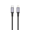 SHAZA Type-C To Lightning 5A 30W Örgülü Hızlı Şarj / Veri Kablosu 2 Metre Siyah