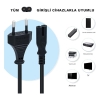 TCL PS5/ PS4/ PS3 / XBox Series S-X Uyumlu 2 Pinli 1.5 Metre Güç Kablosu Teyp Fişi, Radyo Fişi, Led TV Elektrik Fişi 2Pin Güç Kablosu