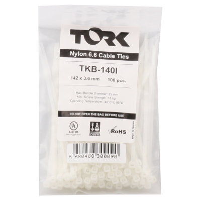 Tork TKB-140I 3.6-142 Beyaz Kablo Bağı 100lü Paket