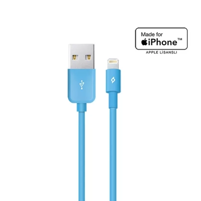 Ttec Mfi Lightning Usb Iphone Için Apple Lisanslı Şarj/Senkronizasyon Kablosu 2Dkm01M,Mavi