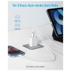 Anker 20W USB-C + USB-A Çift Portlu Şarj Cihazı - A2348 - Beyaz (Anker Türkiye Garantili)
