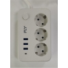 Fly 3406-01 3lü Anahtarlı 2.1A 3Usb Şarj Çıkışı 2mt Anahtarlı  Akım Korumalı Priz Çocuk Koruması
