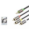 HADRON HDX1064 3.5MM TO 3RCA KABLO 2LINE GOLD 1.5M SİYAH