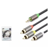 HADRON HDX1064 3.5MM TO 3RCA KABLO 2LINE GOLD 1.5M SİYAH