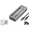 Hadron Hdx7047 Usb Hub 3.0 7-Usb 7-Anahtarlı 5Gbps High Speed 7in1 Gri