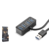 Hadron HDX7055 İetop Usb Hub 5Gbps 4x Usb-A 3.1 2in1 Usb-A-Type-C Girişli 4 Port Çoklayıcı Siyah