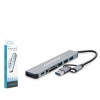 Hadron Hdx7828 Type-C Hub Combo 3-Usb3.0 + Usb + Type-C + Audio + Sd + Tf 8In1 Gri
