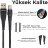 SHAZA Usb-A To Type-C PD 5A 100W Örgülü Hızlı Şarj ve Data Kablosu