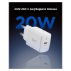 Spigen 20W USB-C Mini Hızlı Şarj Aleti/Şarj Isısını Düşürür GaN Destekli Akım Korumalı Güç Adaptörü iPhone & Android & iPad Type-C EE201 White - ACH08701