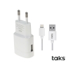 Taks USB Kablolu Şarj Aleti iPhone Lightning 1mAh Beyaz
